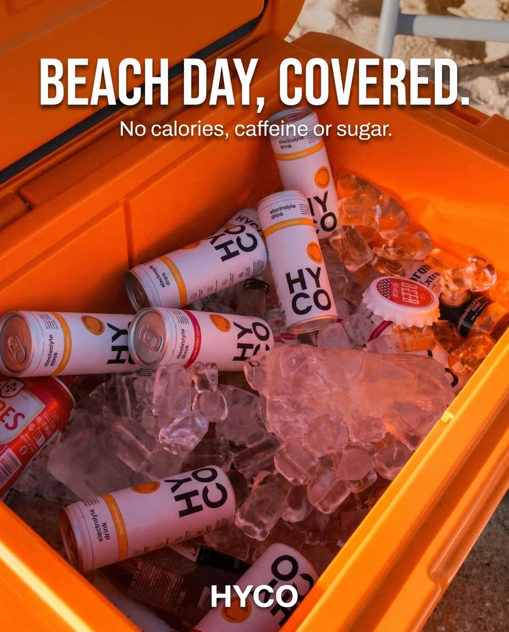 Lifestyle static ad placing the product in a beach day occasion